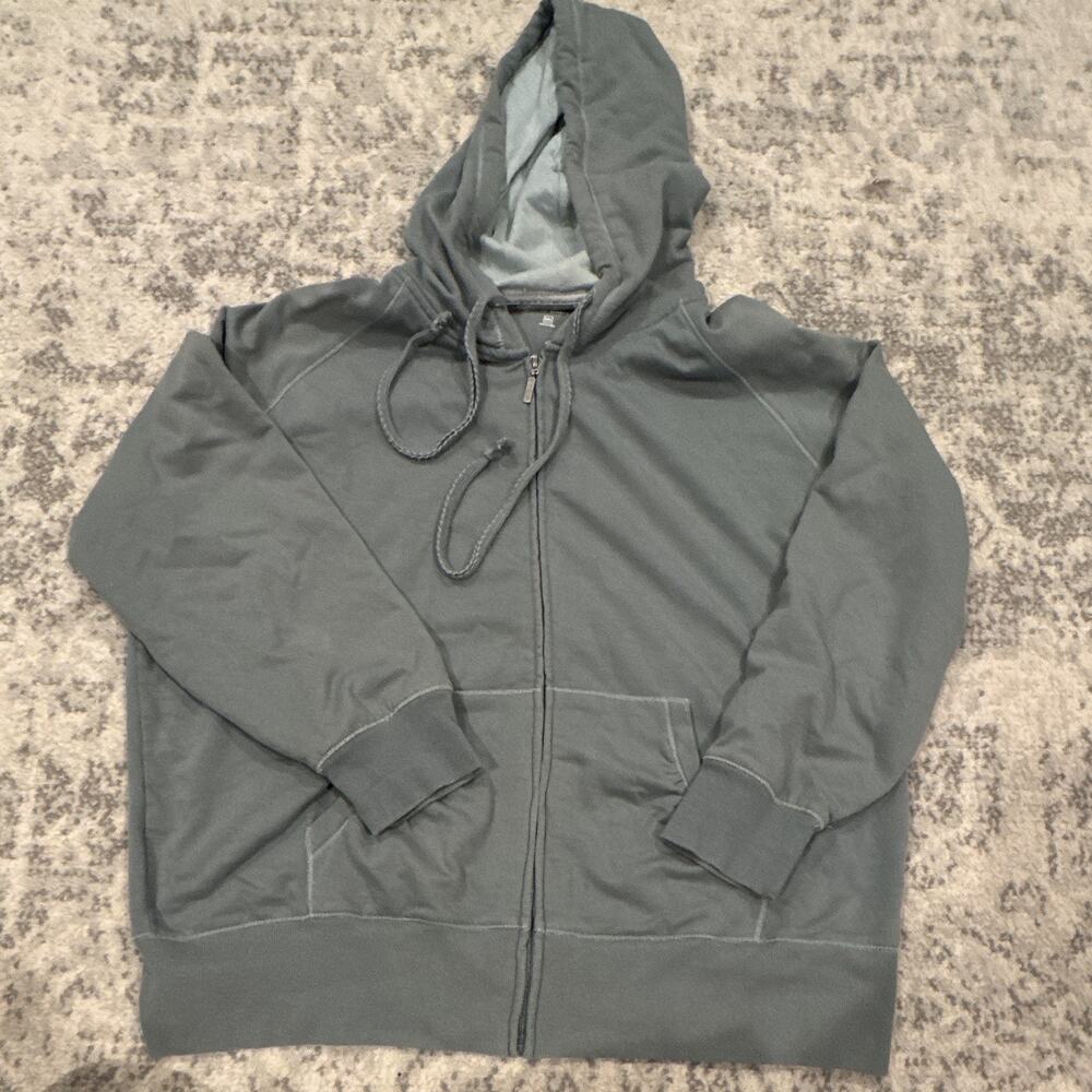 Eddie Bauer Fleece Full Zip Hoodie Gray Hooded Pockets Logo womens's XXL Regular